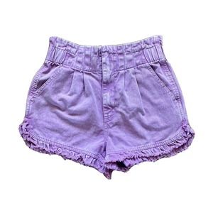 Francescas Paperbag Jeans Shorts Womens Sz S Corleen Ruffled Pink High Rise 90s